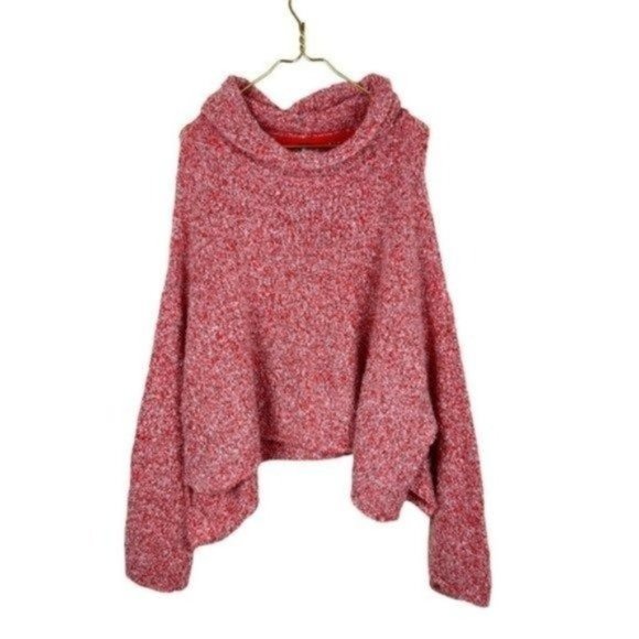 Free People BFF Oversized Cowl Neck Pullover Sweater in Lotus Red Women's Medium - Picture 2 of 7
